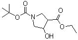 1-叔丁氧羰基-4-羟基吡咯烷-3-羧酸乙酯分子结构 (CAS 146256-99-7)