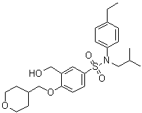 N-(4-Ethylphenyl)-3-(hydroxymethyl)-N-(2-methylpropyl)-4-[(tetrahydro-2H-pyran-4-yl)methoxy]benzenesulfonamide molecular structure (CAS 1474110-21-8)