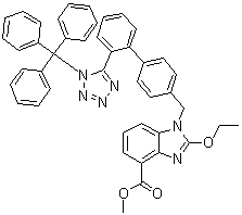2-乙氧基-1-[[2'-[1-(三苯基甲基)-1H-四唑-5-基][1,1'-联苯]-4-基]甲基]-1H-苯并咪唑-4-羧酸甲酯分子结构 (CAS 150058-29-0)