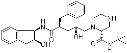 [1(1S,2R),5(S)]-2,3,5-三脱氧-N-(2,3-二氢-2-羟基-1H-茚-1-基)-5-[2-[(叔丁基氨基)甲酰]-1-哌嗪基]-2-(苯基甲基)-D-赤式-戊酰胺分子结构 (CAS 150323-38-9)