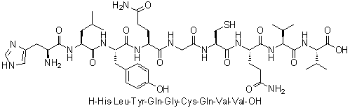 L-Histidyl-L-leucyl-L-tyrosyl-L-glutaminylglycyl-L-cysteinyl-L-glutaminyl-L-valyl-L-valine molecular structure (CAS 151423-69-7)