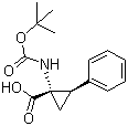 (1S,2R)-N-叔丁氧羰基-1-氨基-2-苯基环丙烷羧酸分子结构 (CAS 151910-11-1)