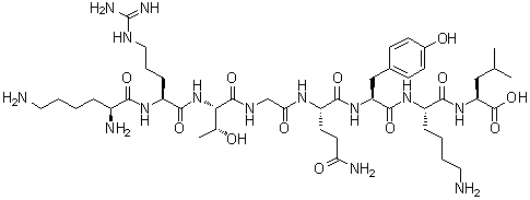 L-Lysyl-L-arginyl-L-threonylglycyl-L-glutaminyl-L-tyrosyl-L-lysyl-L-leucine molecular structure (CAS 152051-61-1)