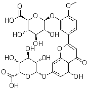 5-[7-(beta-D-Glucopyranuronosyloxy)-5-hydroxy-4-oxo-4H-1-benzopyran-2-yl]-2-methoxyphenyl beta-D-glucopyranosiduronic acid molecular structure (CAS 152503-51-0)