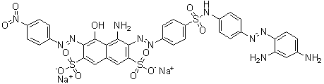 4-Amino-3-[[4-[[[4-[(2,4-diaminophenyl)azo]phenyl]amino]sulfonyl]phenyl]azo]-5-hydroxy-6-[(4-nitrophenyl)azo]-2,7-naphthalenedisulfonic acid disodium salt molecular structure (CAS 152521-11-4)