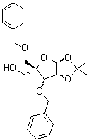1,2-O-(异丙亚基)-4-C-[(苯基甲氧基)甲基]-3-O-(苯基甲基)-beta-L-来苏呋喃糖分子结构 (CAS 153186-10-8)