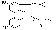 1-[(4-Chlorophenyl)methyl]-3-[(1,1-dimethylethyl)thio]-5-hydroxy-alpha,alpha-dimethyl-1H-indole-2-propanoic acid ethyl ester molecular structure (CAS 154325-77-6)