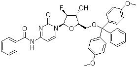 N-[1-[5-O-[二(4-甲氧基苯基)苯甲基]-2-脱氧-2-氟-beta-D-阿拉伯呋喃糖基]-1,2-二氢-2-氧代-4-嘧啶基]苯甲酰胺分子结构 (CAS 154771-33-2)