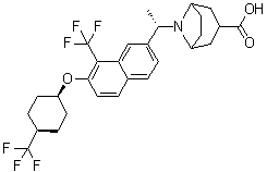 8-[(1S)-1-[8-(三氟甲基)-7-[[顺式-4-(三氟甲基)环己基]氧基]-2-萘基]乙基]-8-氮杂双环[3.2.1]辛烷-3-羧酸分子结构 (CAS 1548743-66-3)