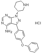 3-(4-Phenoxyphenyl)-1-(3R)-3-piperidinyl-1H-pyrazolo[3,4-d]pyrimidin-4-amine hydrochloride (1:1) molecular structure (CAS 1553977-42-6)