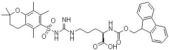 N5-[[[(3,4-Dihydro-2,2,5,7,8-pentamethyl-2H-1-benzopyran-6-yl)sulfonyl]amino]iminomethyl]-N2-[(9H-fluoren-9-ylmethoxy)carbonyl]-D-ornithine molecular structure (CAS 157774-30-6)