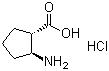 (1R,2R)-(-)-2-氨基-1-环戊烷羧酸盐酸盐分子结构 (CAS 158414-44-9)
