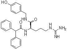 N-[(1R)-4-[(氨基亚胺甲基)氨基]-1-[[[(4-羟基苯基)甲基]氨基]羰基]丁基]-alpha-苯基苯乙酰胺分子结构 (CAS 159013-54-4)