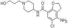 4-氨基-5-氯-2,3-二氢-N-[1-(3-羟基丙基)-4-哌啶基]-7-苯并呋喃甲酰胺分子结构 (CAS 1599434-55-5)