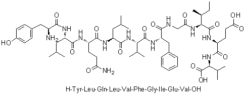 L-酪氨酰-L-亮氨酰-L-谷氨酰胺酰-L-亮氨酰-L-缬氨酰-L-苯丙氨酰甘氨酰-L-异亮氨酰-L-alpha-谷氨酰-L-缬氨酸分子结构 (CAS 160213-37-6)