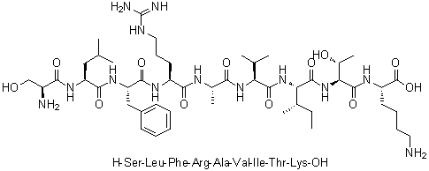 L-丝氨酰-L-亮氨酰-L-苯丙氨酰-L-精氨酰-L-丙氨酰-L-缬氨酰-L-异亮氨酰-L-苏氨酰-L-赖氨酸分子结构 (CAS 160567-30-6)