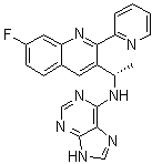 (alphaS)-7-Fluoro-alpha-methyl-N-9H-purin-6-yl-2-(2-pyridinyl)-3-quinolinemethanamine molecular structure (CAS 1608125-21-8)
