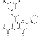 8-[(1R)-1-[(3,5-二氟苯基)氨基]乙基]-N,N-二甲基-2-(4-吗啉基)-4-氧代-4H-1-苯并吡喃-6-甲酰胺分子结构 (CAS 1627494-13-6)