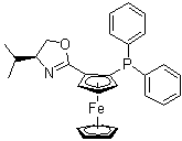 (2R)-1-[(4S)-4,5-二氢-4-(1-甲基乙基)-2-恶唑基]-2-(二苯基膦基)二茂铁分子结构 (CAS 163169-10-6)