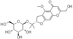 (2S)-2-[1-(beta-D-吡喃葡萄糖基氧基)-1-甲基乙基]-2,3-二氢-7-(羟基甲基)-4-甲氧基-5H-呋喃并[3,2-g][1]苯并吡喃-5-酮分子结构 (CAS 1632110-81-6)