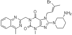 8-[(3R)-3-氨基-1-哌啶基]-7-[(2Z)-3-溴-2-丁烯-1-基]-3,7-二氢-3-甲基-1-[(4-甲基-2-喹唑啉基)甲基]-1H-嘌呤-2,6-二酮分子结构 (CAS 1638744-06-5)