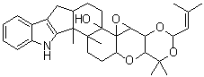 1,4a,4b,6,7,7a,8,13,13b,13c,14,15,15a,16a-Tetradecahydro-1,1,13b,13c-tetramethyl-3-(2-methyl-1-propenyl)-5bH-[1,3]dioxino[5'',4'':2',3']oxireno[4',4'a][1]benzopyrano[5',6':6,7]indeno[1,2-b]indol-5b-ol molecular structure (CAS 164323-42-6)