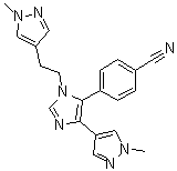 4-[4-(1-甲基-1H-吡唑-4-基)-1-[2-(1-甲基-1H-吡唑-4-基)乙基]-1H-咪唑-5-基]苯甲腈分子结构 (CAS 1665195-94-7)