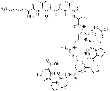 L-Lysyl-L-valyl-L-alanyl-L-valyl-L-valyl-L-arginyl-[O-phosphono-L-threonyl]-L-prolyl-L-prolyl-L-lysyl-L-seryl-L-prolyl-L-serine molecular structure (CAS 1670270-09-3)