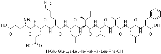 L-alpha-谷氨酰-L-alpha-谷氨酰-L-赖氨酰-L-亮氨酰-L-异亮氨酰-L-缬氨酰-L-缬氨酰-L-亮氨酰-L-苯丙氨酸分子结构 (CAS 169896-35-9)