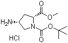 (2S,4S)-1-叔丁基 2-甲基 4-氨基吡咯烷-1,2-二甲酸酯盐酸盐分子结构 (CAS 171110-72-8)