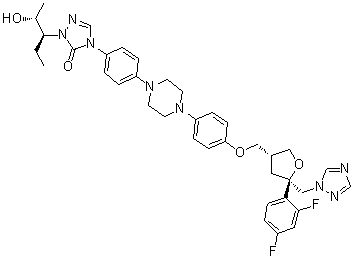 2,5-Anhydro-1,3,4-trideoxy-2-C-(2,4-difluorophenyl)-4-[[4-[4-[4-[1-[(1S,2R)-1-ethyl-2-hydroxypropyl]-1,5-dihydro-5-oxo-4H-1,2,4-triazol-4-yl]phenyl]-1-piperazinyl]phenoxy]methyl]-1-(1H-1,2,4-triazol-1-yl)-D-threo-pentitol molecular structure (CAS 171228-51-6)