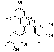 花翠素 3-alpha-L-阿拉伯糖吡喃糖苷分子结构 (CAS 171370-55-1)