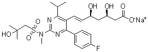 (3R,5S,6E)-7-[4-(4-Fluorophenyl)-2-[[(2-hydroxy-2-methylpropyl)sulfonyl]methylamino]-6-(1-methylethyl)-5-pyrimidinyl]-3,5-dihydroxy-6-heptenoic acid sodium salt (1:1) molecular structure (CAS 1714147-50-8)