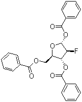 1,3,5-三-O-苯甲酰基-2-脱氧-2-氟-alpha-L-阿拉伯呋喃糖分子结构 (CAS 171721-00-9)