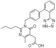 2-Butyl-1,6-dihydro-4-methyl-6-oxo-1-[[2'-(1H-tetrazol-5-yl)[1,1'-biphenyl]-4-yl]methyl]-5-pyrimidineacetic acid molecular structure (CAS 178554-16-0)
