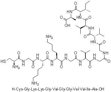 L-Cysteinylglycyl-L-lysyl-L-lysylglycyl-L-valylglycylglycyl-L-valyl-L-valyl-L-isoleucyl-L-alanine molecular structure (CAS 1802078-25-6)