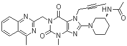 N-[(3R)-1-[7-(2-丁炔-1-基)-2,3,6,7-四氢-3-甲基-1-[(4-甲基-2-喹唑啉基)甲基]-2,6-二氧代-1H-嘌呤-8-基]-3-哌啶基]乙酰胺分子结构 (CAS 1803079-49-3)