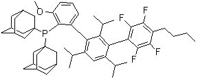 [4''-丁基-2'',3'',5'',6''-四氟-3-甲氧基-2',4',6'-三异丙基[1,1':3',1''-三联苯]-2-基]二(金刚烷-1-基)膦分子结构 (CAS 1805783-60-1)