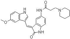 N-[2,3-二氢-3-[(5-甲氧基-1H-吲哚-3-基)亚甲基]-2-氧代-1H-吲哚-5-基]-1-哌啶丙酰胺分子结构 (CAS 181223-80-3)