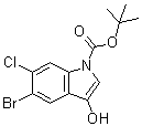 5-Bromo-6-chloro-3-hydroxy-1H-indole-1-carboxylic acid 1,1-dimethylethyl ester molecular structure (CAS 1823497-56-8)