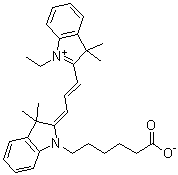 2-[3-[1-(5-Carboxypentyl)-1,3-dihydro-3,3-dimethyl-2H-indol-2-ylidene]-1-propenyl]-1-ethyl-3,3-dimethyl-3H-indolium inner salt molecular structure (CAS 182682-04-8)