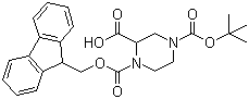 N-4-Boc-N-1-Fmoc-2-哌嗪甲酸分子结构 (CAS 183742-23-6)