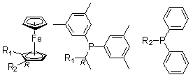(R)-1-[(1R)-1-[二(3,5-二甲基苯基)膦基]乙基]-2-(二苯基膦基)二茂铁分子结构 (CAS 184095-69-0)