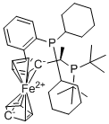 (R)-1-[(R)-1-(二叔丁基膦基)乙基]-2-[2-(二环己基膦基)苯基]二茂铁分子结构 (CAS 1854067-50-7)