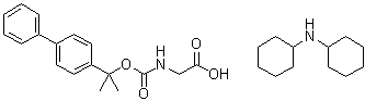 N-[(1-[1,1'-联苯]-4-基-1-甲基乙氧基)羰基]甘氨酸与N-环己基环己胺的化合物分子结构 (CAS 18701-38-7)