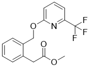 Methyl 2-(2-(((6-(trifluoromethyl)pyridin-2-yl)oxy)methyl)phenyl)acetate molecular structure (CAS 187327-30-6)