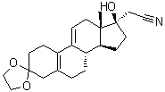 (17alpha)-3,3-[1,2-乙烷二基双(氧基)]-17-羟基-19-去甲孕甾-5(10),9(11)-二烯-21-腈分子结构 (CAS 190662-30-7)