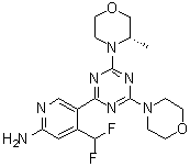 4-(二氟甲基)-5-[4-[(3S)-3-甲基-4-吗啉基]-6-(4-吗啉基)-1,3,5-三嗪-2-基]-2-吡啶胺分子结构 (CAS 1927857-61-1)