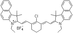 2-[2-[2-氯-3-[2-(3-乙基-1,3-二氢-1,1-二甲基-2H-苯并[e]吲哚-2-亚基)乙亚基]-1-环己烯-1-基]乙烯基]-3-乙基-1,1-二甲基-1H-苯并[e]吲哚鎓四氟硼酸盐分子结构 (CAS 193687-63-7)