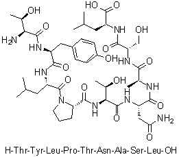L-苏氨酰-L-酪氨酰-L-亮氨酰-L-脯氨酰-L-苏氨酰-L-天冬氨酰胺酰-L-丙氨酰-L-丝氨酰-L-亮氨酸分子结构 (CAS 194730-57-9)